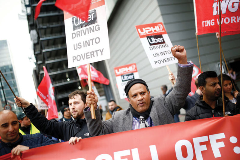 Protestors at Uber Strike