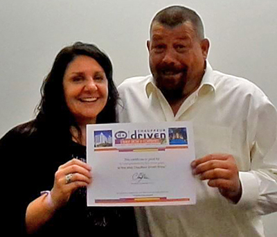 Lori Battista with 2015 Show Pass Winner Eric Bohn